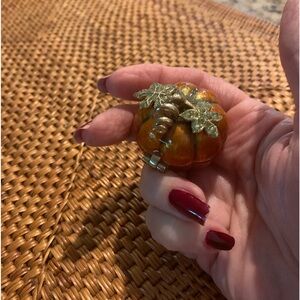 Monet Pumpkin Hinged Trinket Box